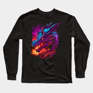 Dragon Lover Fantasy Art Fire Breathing Colors Long Sleeve T-Shirt